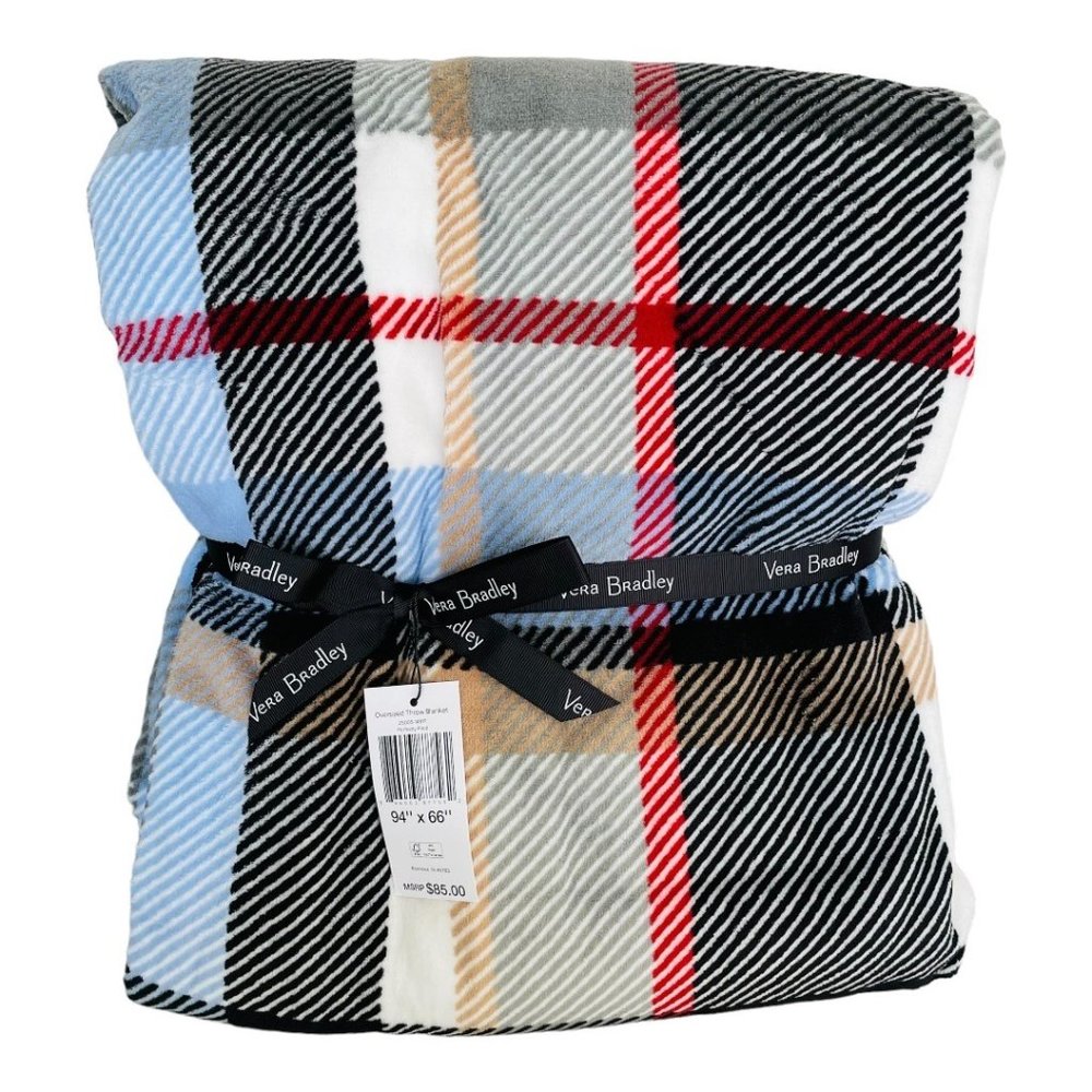 Vera Bradley Perfectly Plaid Oversized Plush Throw Blanket 94” x 66”